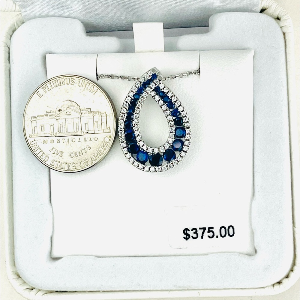 📌 SOLD📌 BLUE SAPPHIRES CUBIC ZIRCONIA PENDANT - Picture 9 of 9